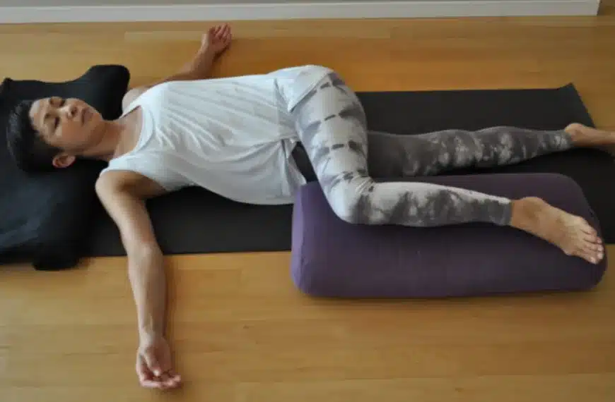 Supported Supine Spinal Twist in Restorative Yoga